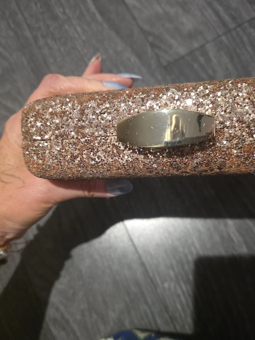Nordstrom Glitter Ombre Rose GOLD Sparkle Clutch With Gold Strap